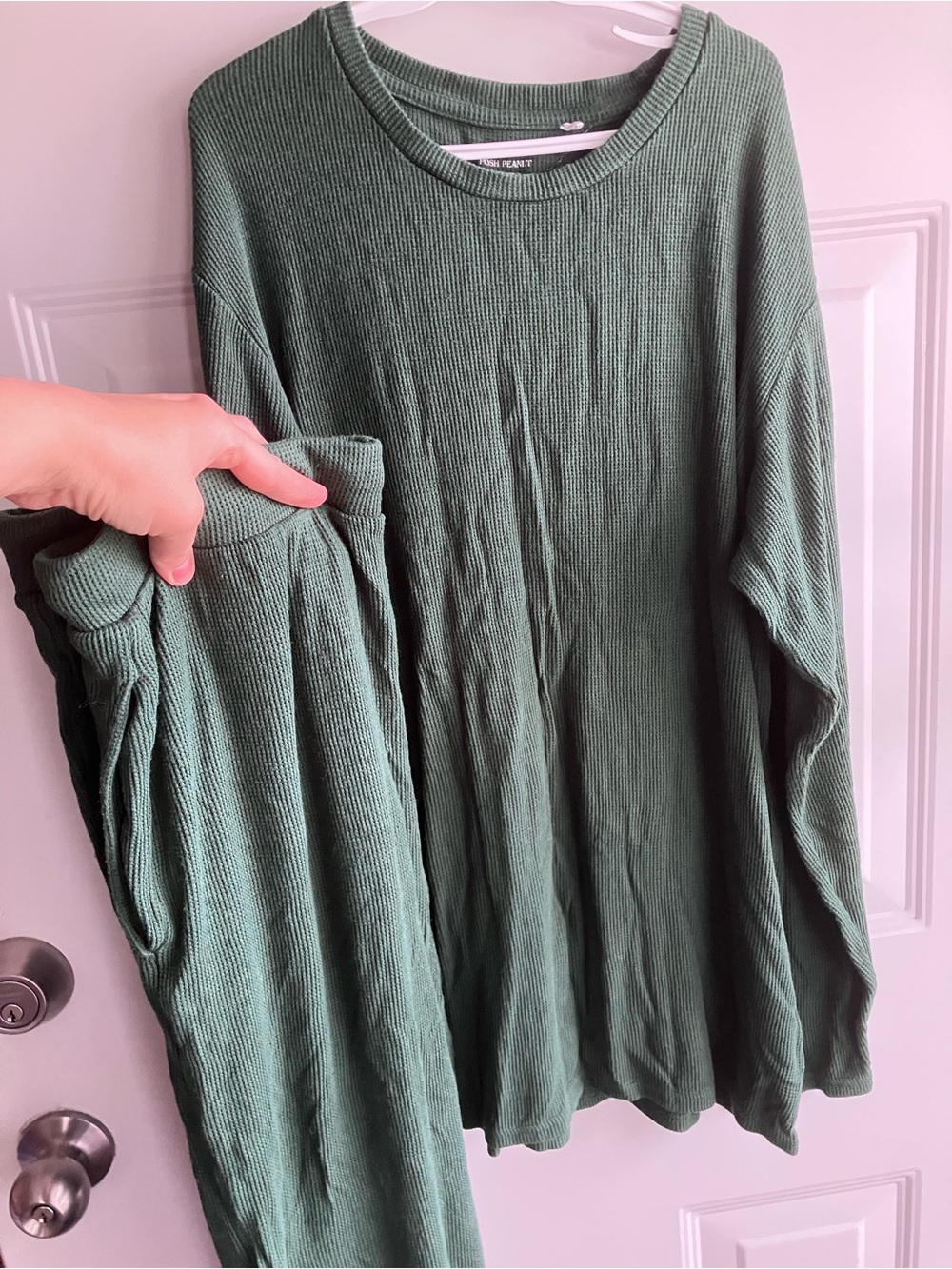 Posh Peanut dark green waffle knit pyjama set bamboo large